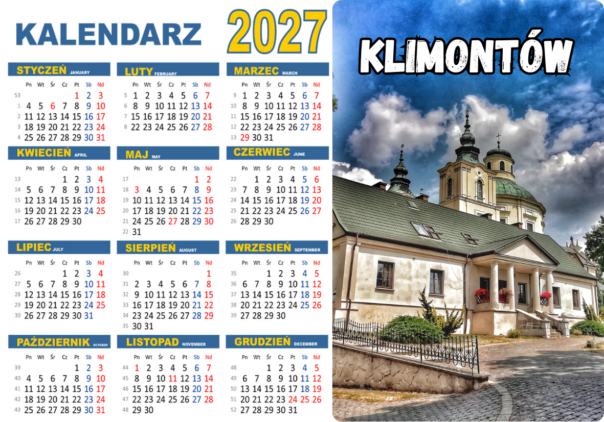 Magnes na lodówkę Kalendarzyk 2027 + Twoje Zdjęcie