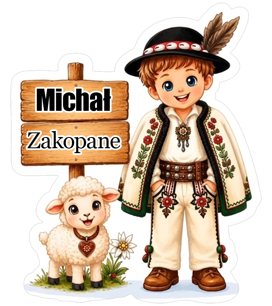 Magnes Chłopiec strój góralski + IMIĘ + Miejscowość